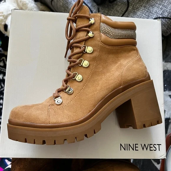 Nine West Qwork2 Women's Lug Sole Boots Natural Size 8.5 - Picture 7 of 13